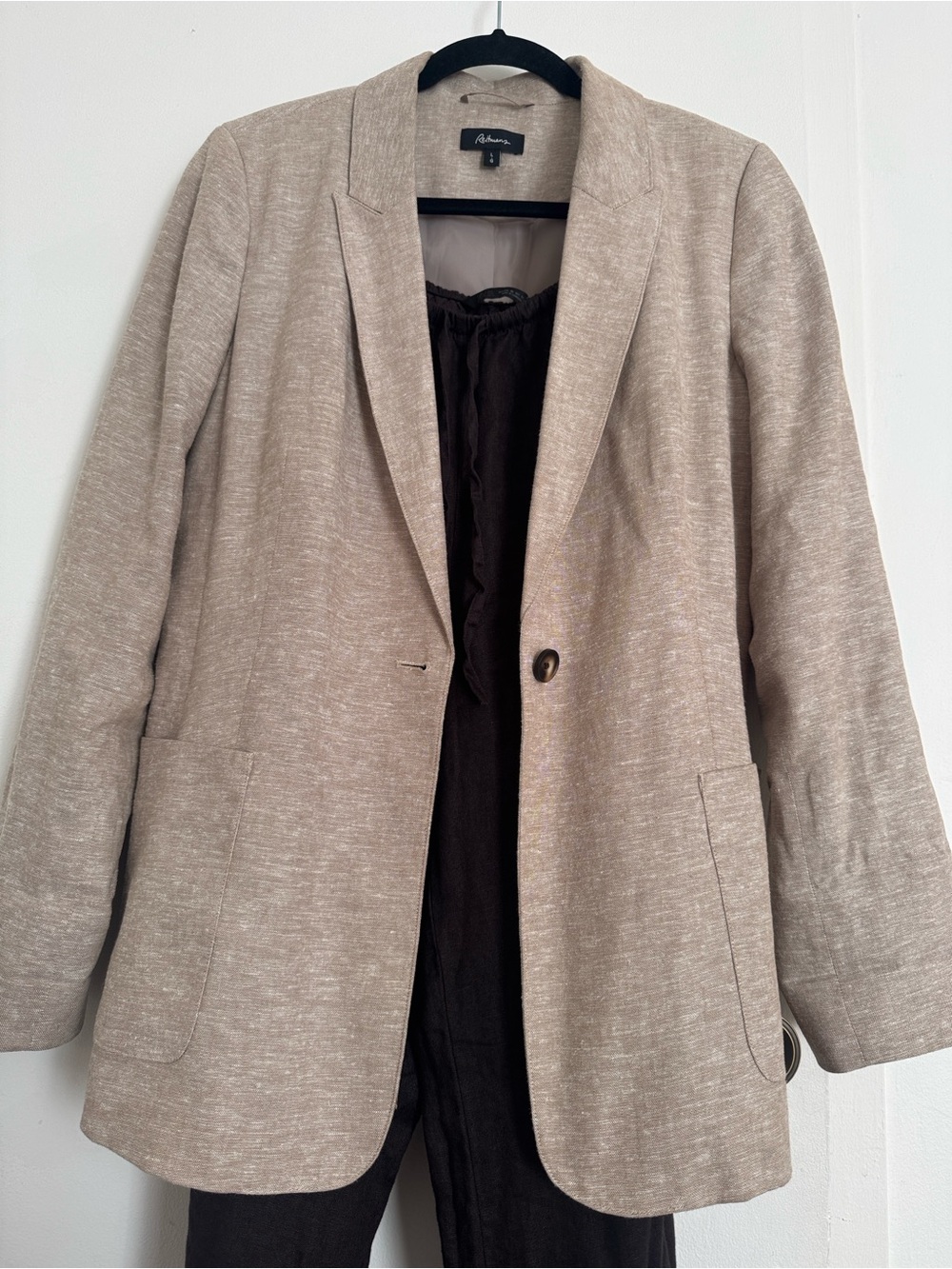 Blazer Reitmans Oatmeal Linen Viscose Blend Jacket - Size Large (L)